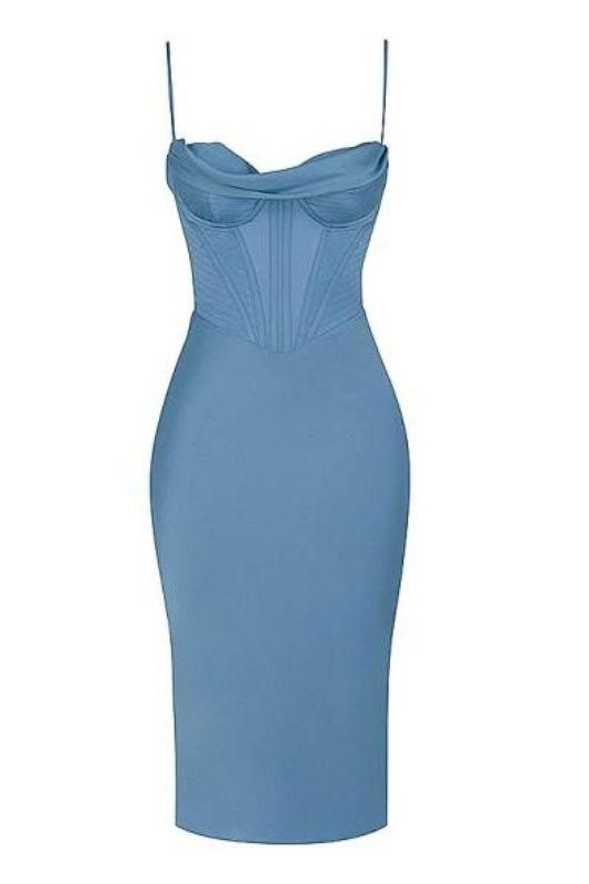 Indi Bodycon Dress - Sea Blue - Fashionpara