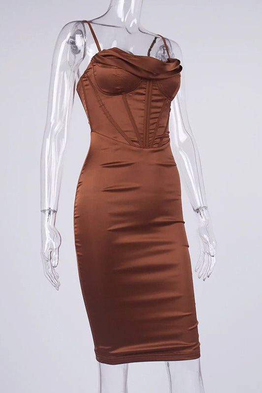 Indi Bodycon Dress - Tan Brown - Fashionpara