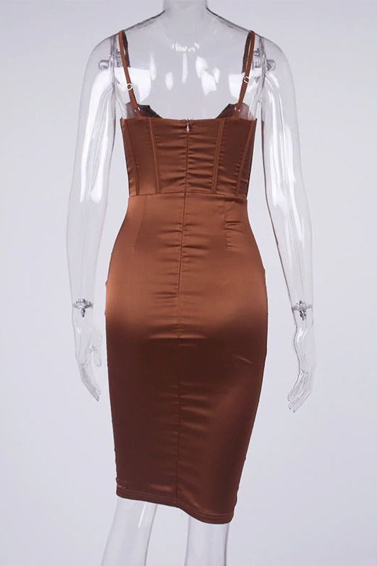 Indi Bodycon Dress - Tan Brown - Fashionpara