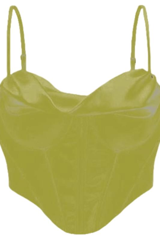 Indi Satin Crop Top - Olive Green - Fashionpara