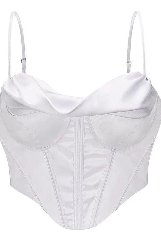 Indi Satin Crop Top - Pearl White - Fashionpara