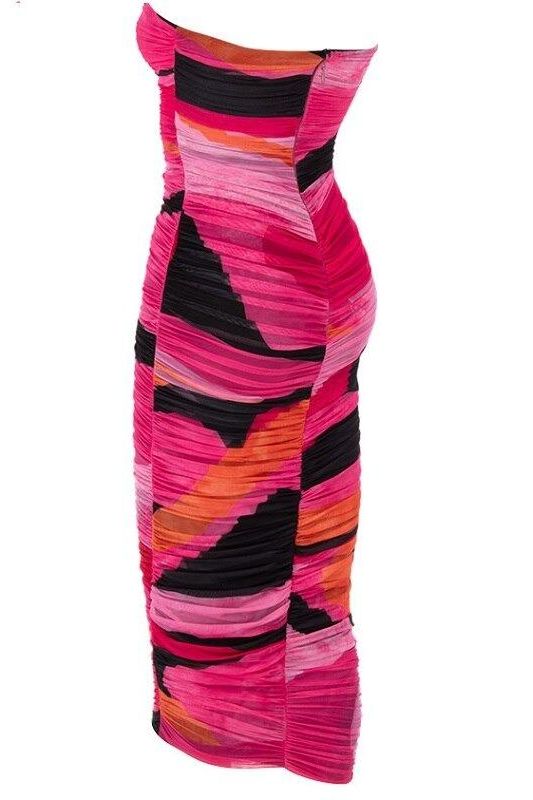 Isla Bodycon Wrap Midi Dress - Hot Pink - Fashionpara