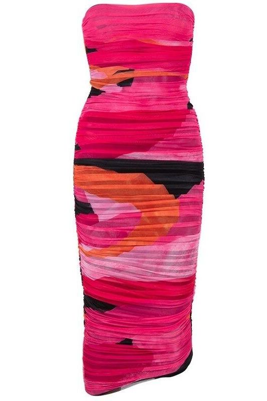 Isla Bodycon Wrap Midi Dress - Hot Pink - Fashionpara