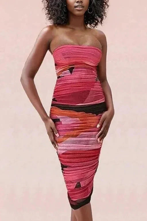 Isla Bodycon Wrap Midi Dress - Hot Pink - Fashionpara