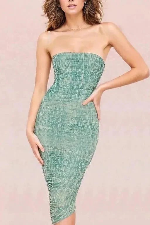 Isla Bodycon Wrap Midi Dress - Mint Green - Fashionpara