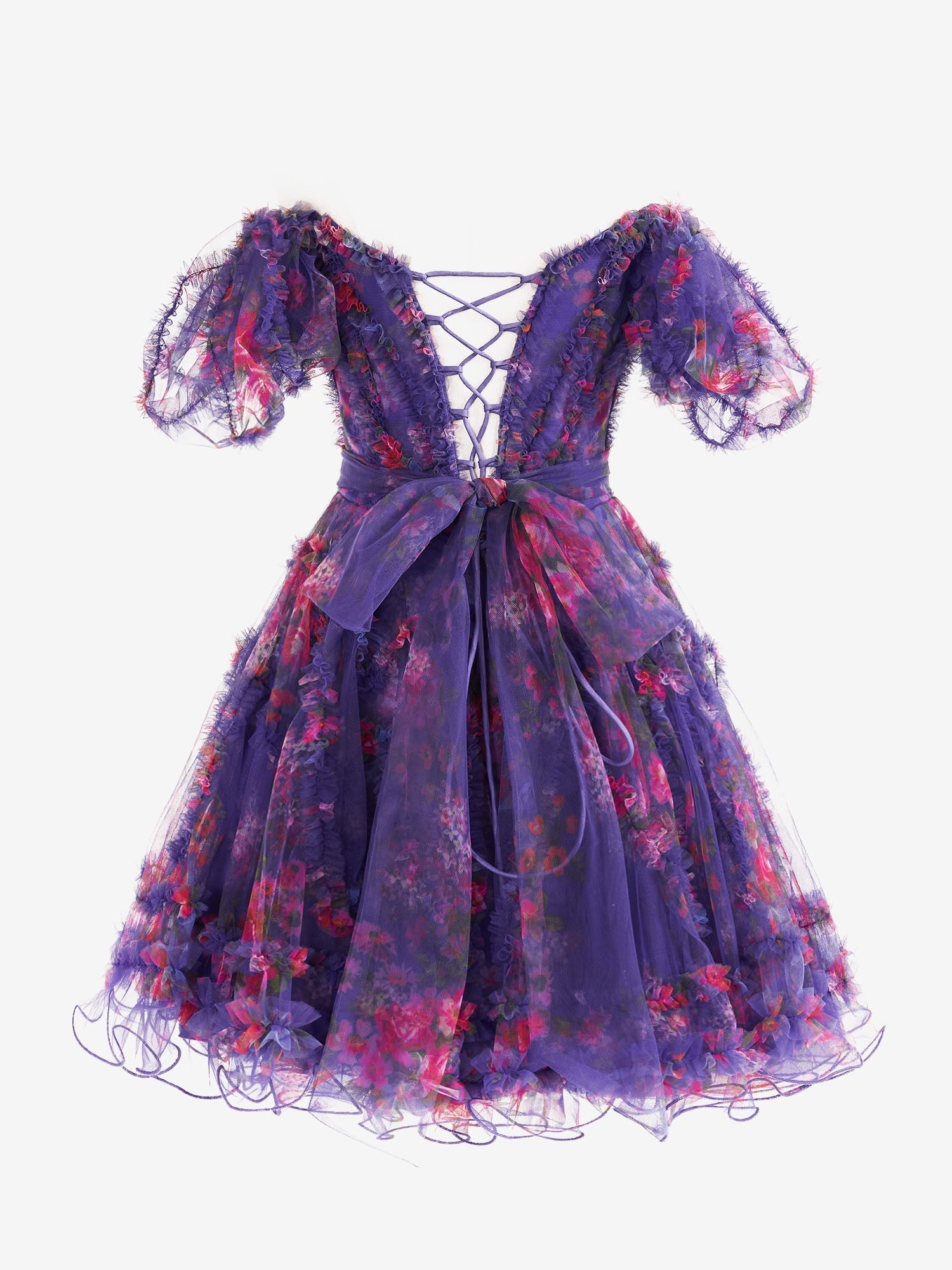 Ivana Purple A-Line Off-Shoulder Floral Print Homecoming Dress