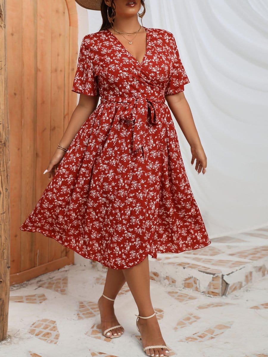 Floral Ruffle Midi - Fashionpara