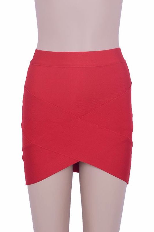 Jay Bandage Crop Top and Mini Skirt Set - Lipstick Red - Fashionpara