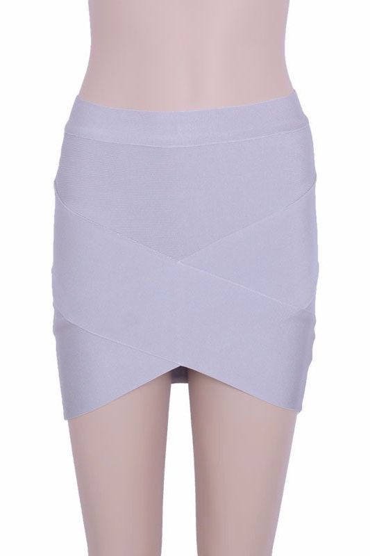 Jay Bandage Crop Top and Mini Skirt Set - Pearl White - Fashionpara