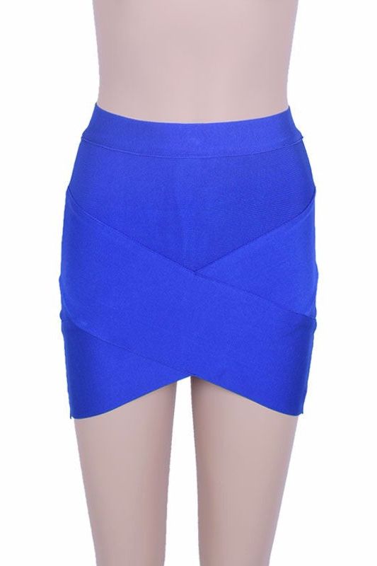 Jay Bandage Crop Top and Mini Skirt Set - Royal Blue - Fashionpara