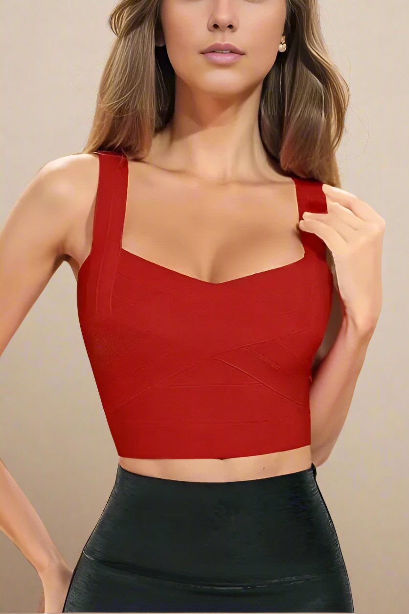 Jay Bandage Crop Top - Lipstick Red - Fashionpara