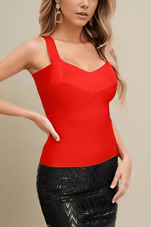 Jay Bandage Top - Lipstick Red - Fashionpara