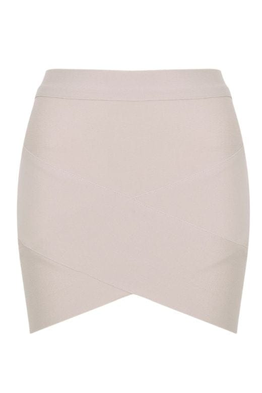 Jay High Waist Bandage Mini Skirt - Cream - Fashionpara