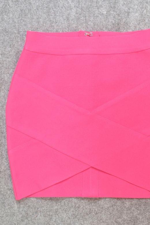 Jay High Waist Bandage Mini Skirt - Hot Pink