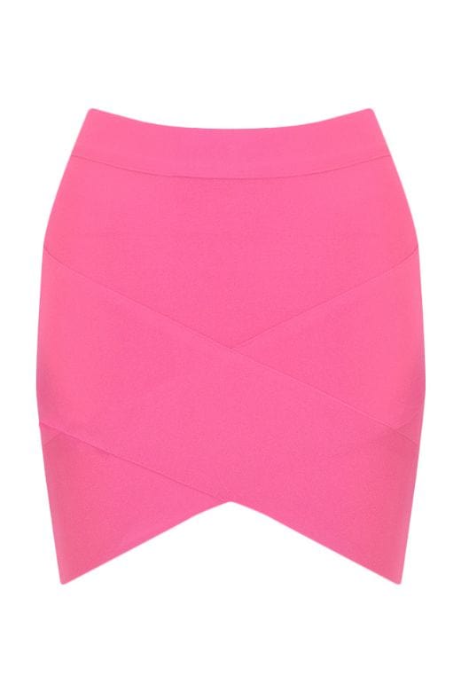 Jay High Waist Bandage Mini Skirt - Hot Pink - Fashionpara