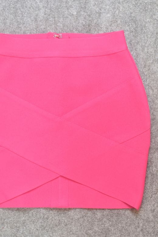 Jay High Waist Bandage Mini Skirt - Hot Pink