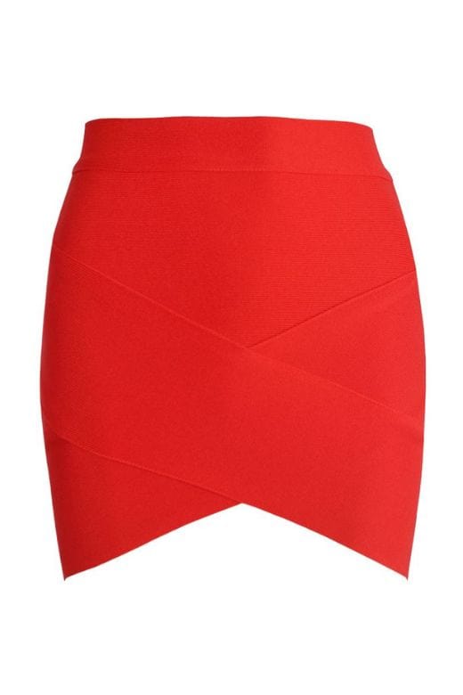 Jay High Waist Bandage Mini Skirt - Lipstick Red - Fashionpara