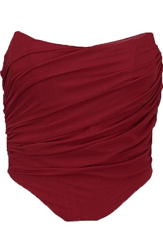 Jen Mesh Bustier Top - Red Wine - Fashionpara