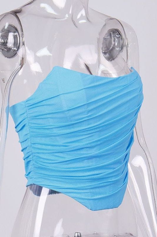 Jen Mesh Bustier Top - Sky Blue - Fashionpara