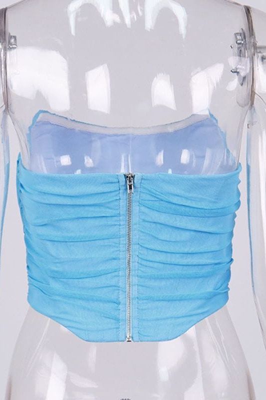 Jen Mesh Bustier Top - Sky Blue - Fashionpara