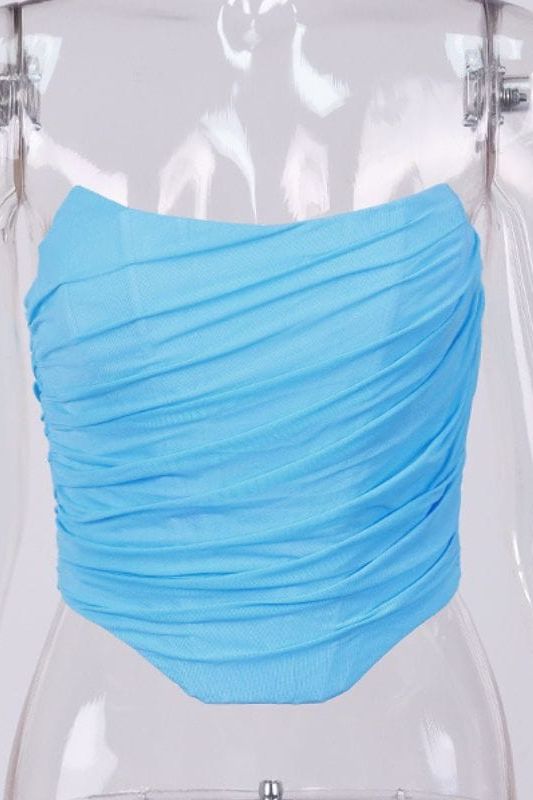 Jen Mesh Bustier Top - Sky Blue - Fashionpara