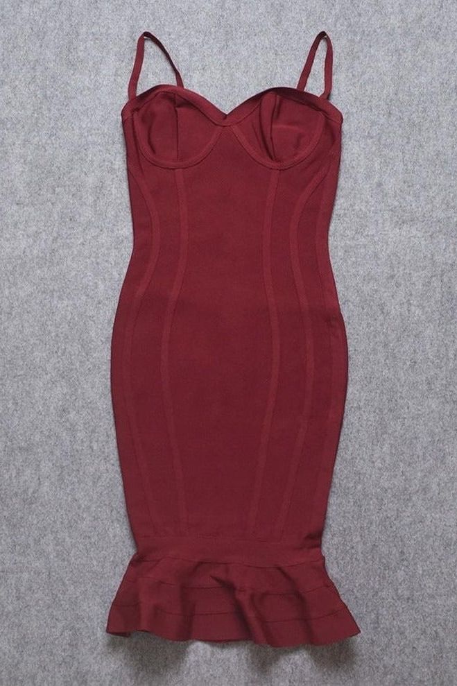 Joy Bandage Midi Dress - Red Wine