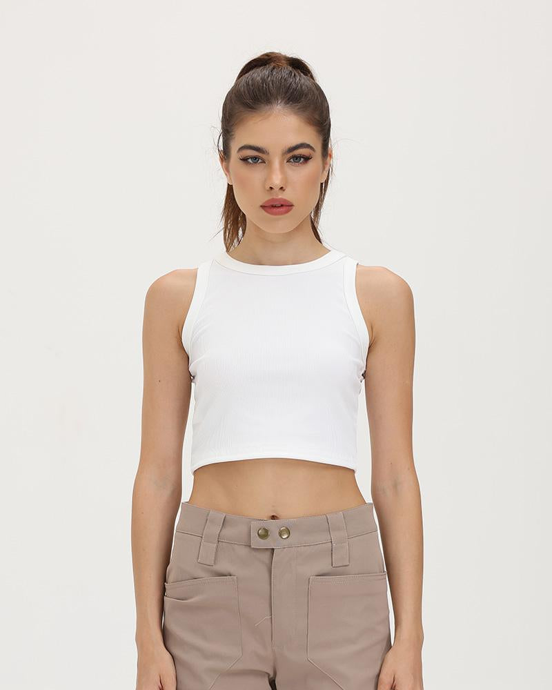 Essence Ribbed Cropped Tank Top - Fashionpara