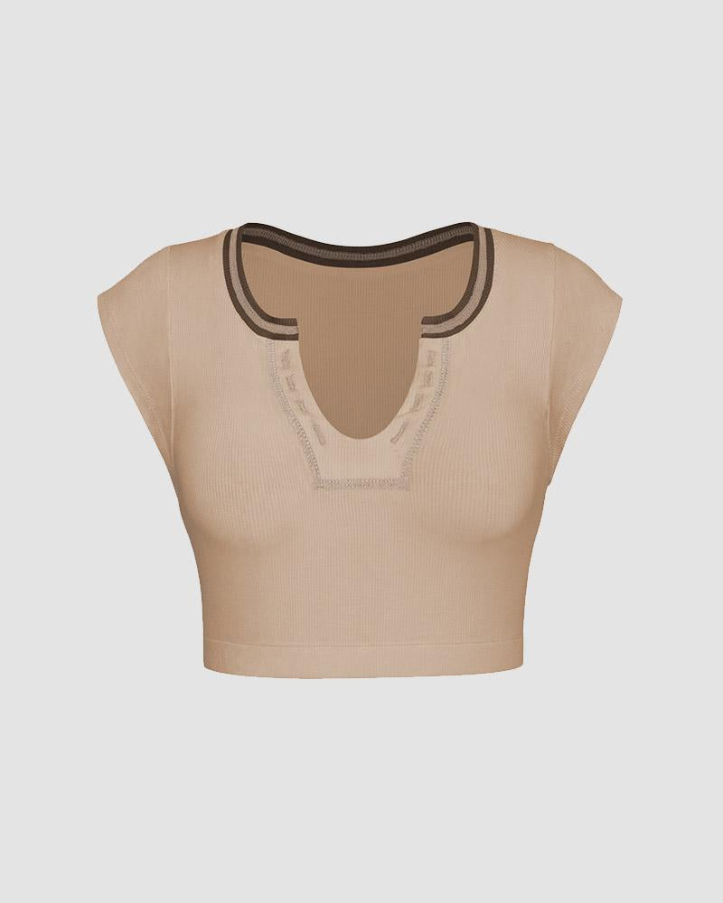 Effortless Flesh Cropped Top - Fashionpara