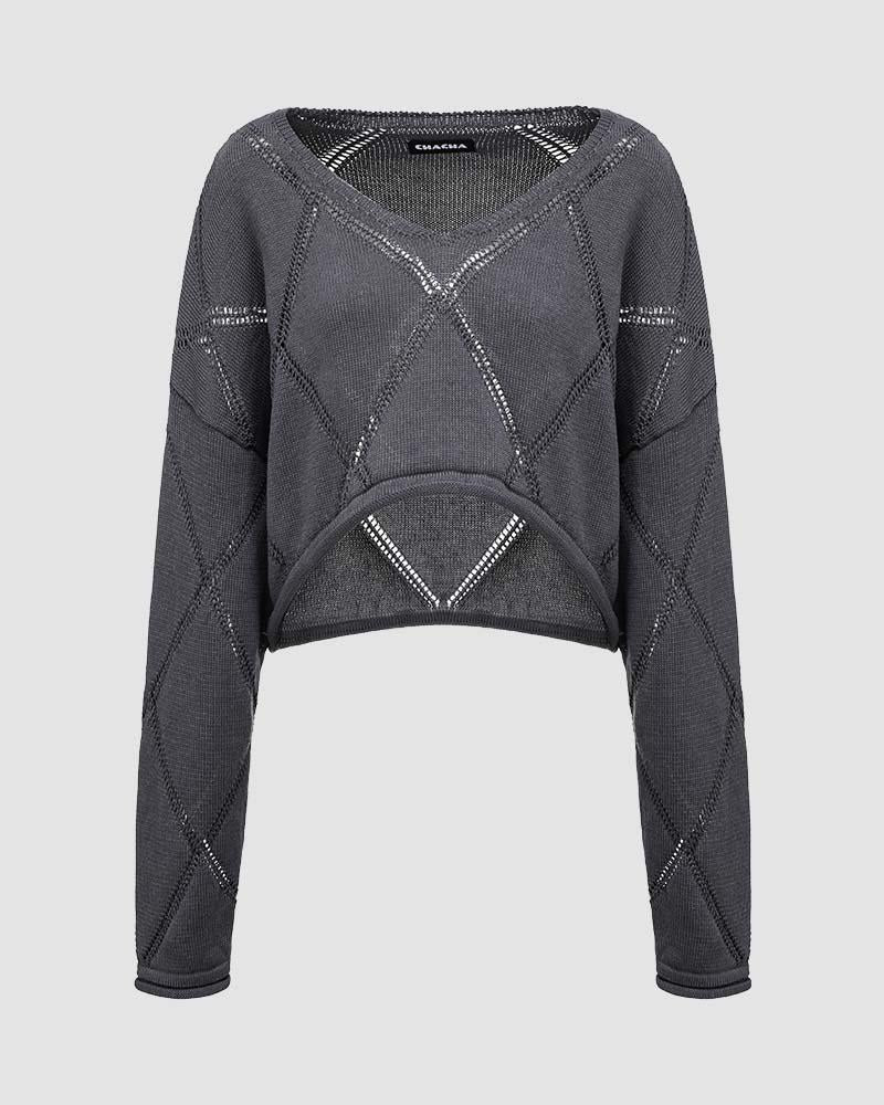 Eminence Shadow Cropped Sweater - Fashionpara