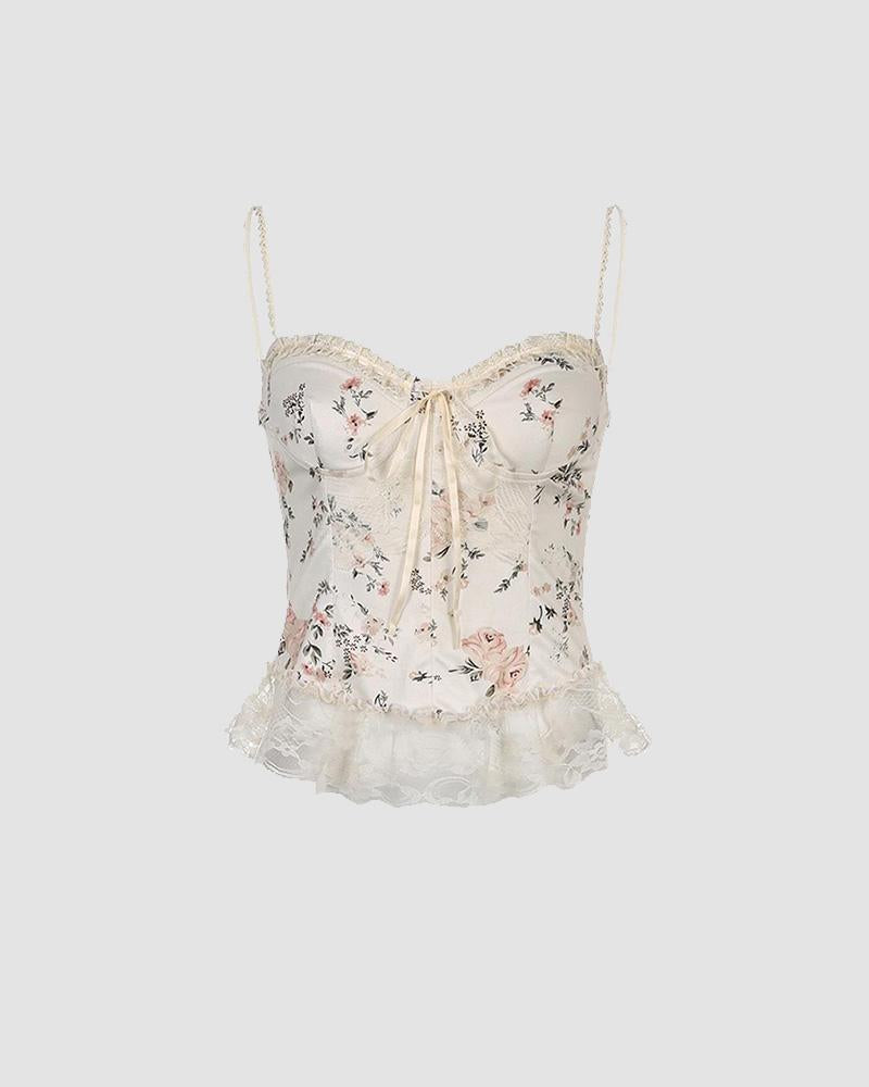 Eucalyptus Flowers Corset Flared Top - Fashionpara