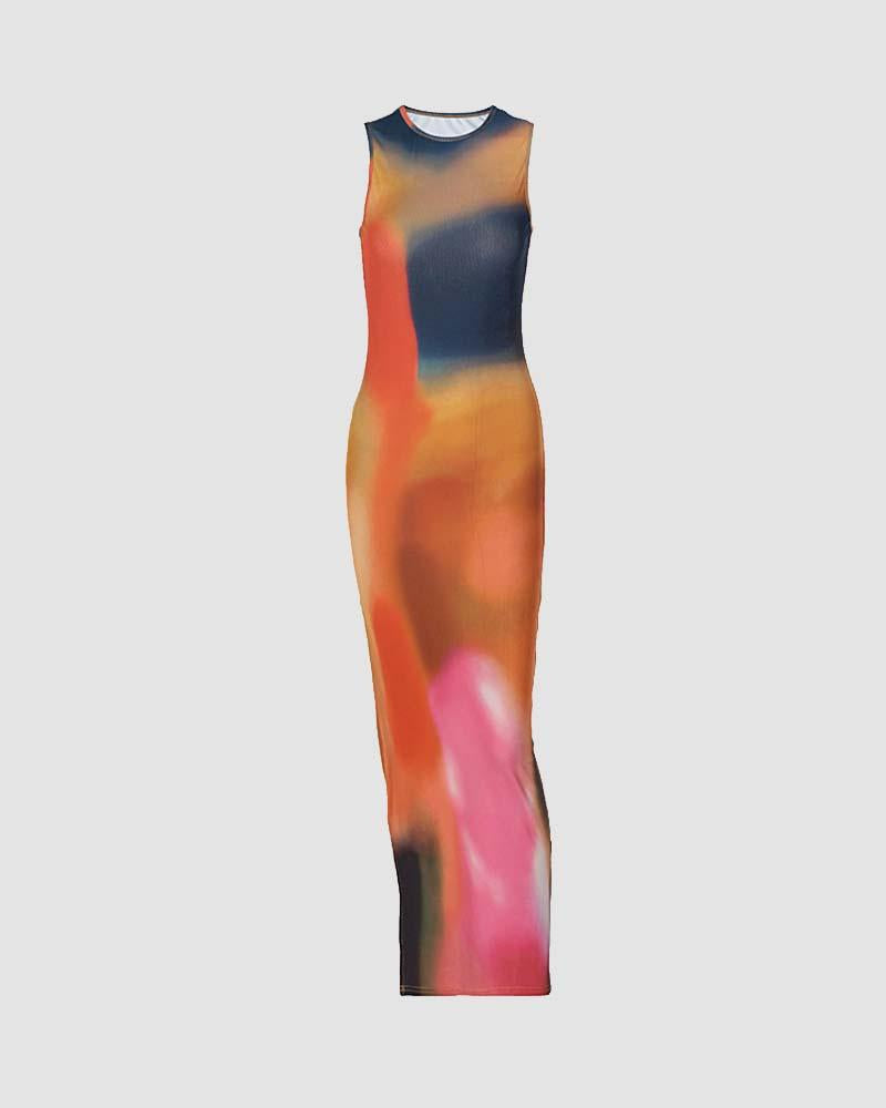 Earthen Gradient Maxi Slit Dress - Fashionpara