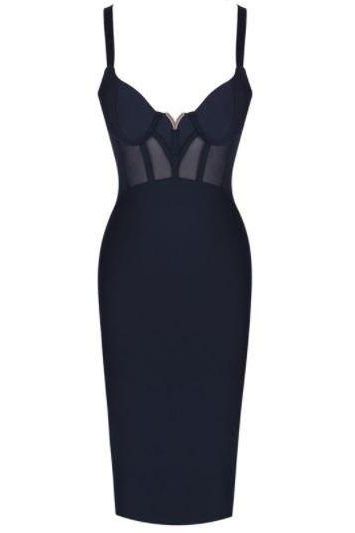 Woman wearing a figure flattering  Juliette Bodycon Dress - Classic Black Bodycon Collection