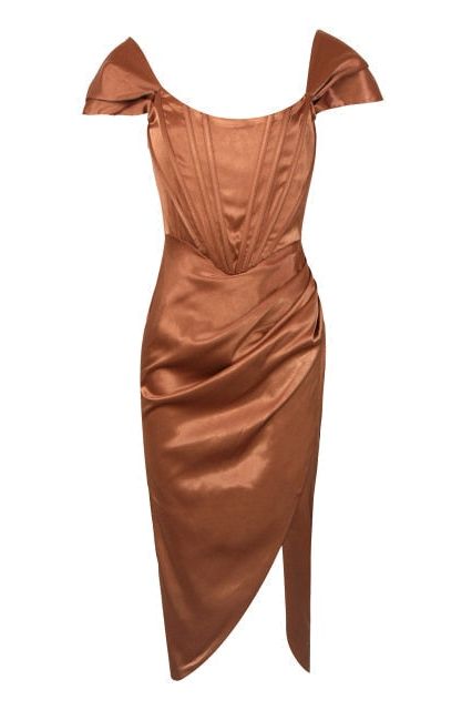 Leona Bodycon Dress - Tan Brown - Fashionpara