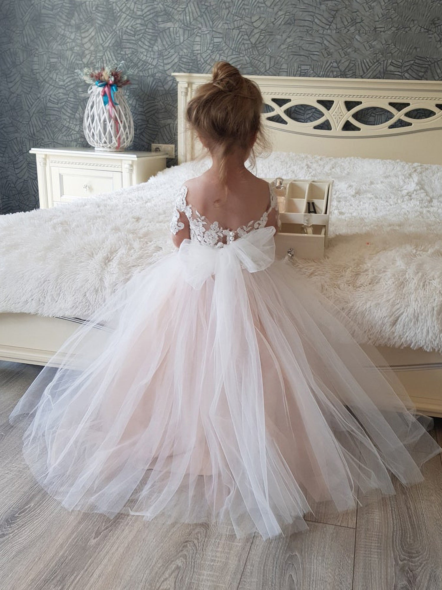 Lovely Cap Sleeves Princess Flower Girl Dress - Fashionpara