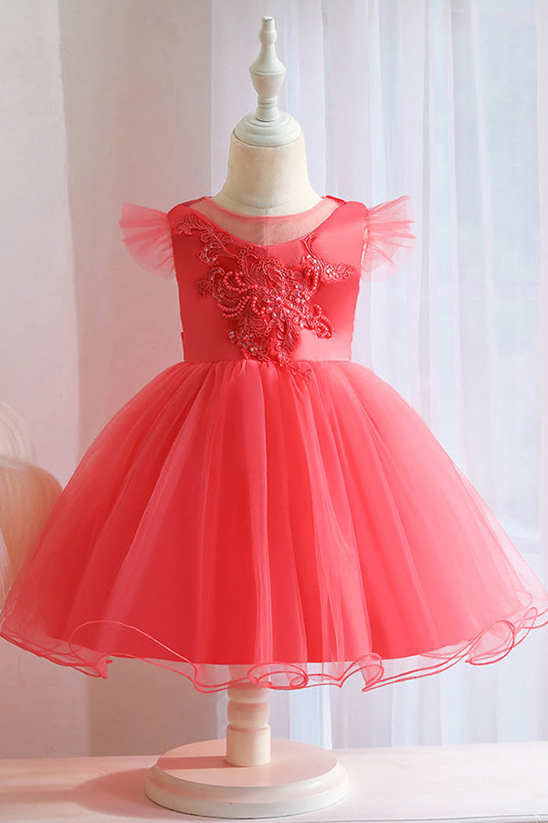 Lovely Pink Tulle Flower Girl Dress - Fashionpara