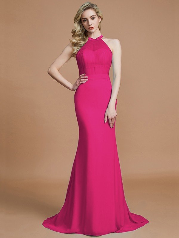 Mermaid Gorgeous Sleeveless Scoop Chiffon Bridesmaid Dresses