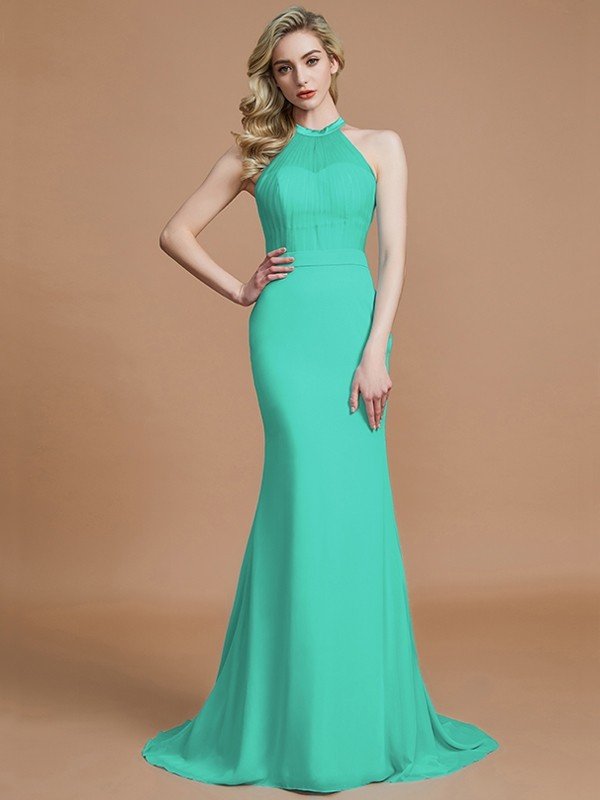 Mermaid Gorgeous Sleeveless Scoop Chiffon Bridesmaid Dresses