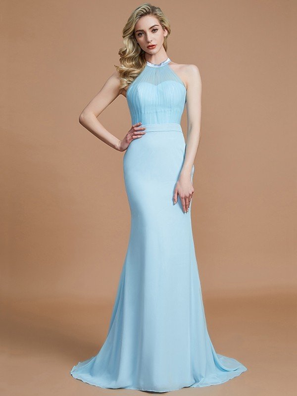 Mermaid Gorgeous Sleeveless Scoop Chiffon Bridesmaid Dresses