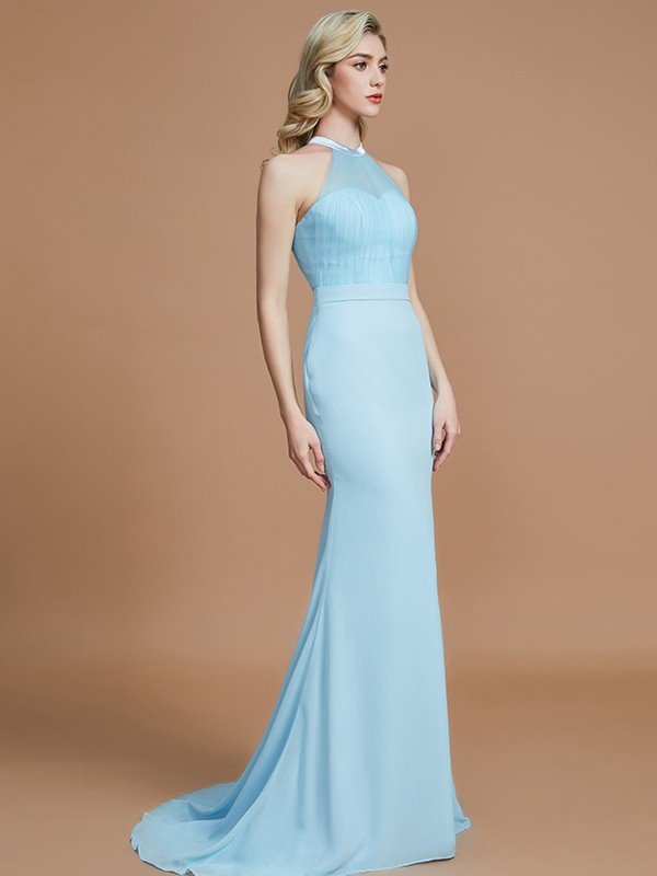 Mermaid Gorgeous Sleeveless Scoop Chiffon Bridesmaid Dresses