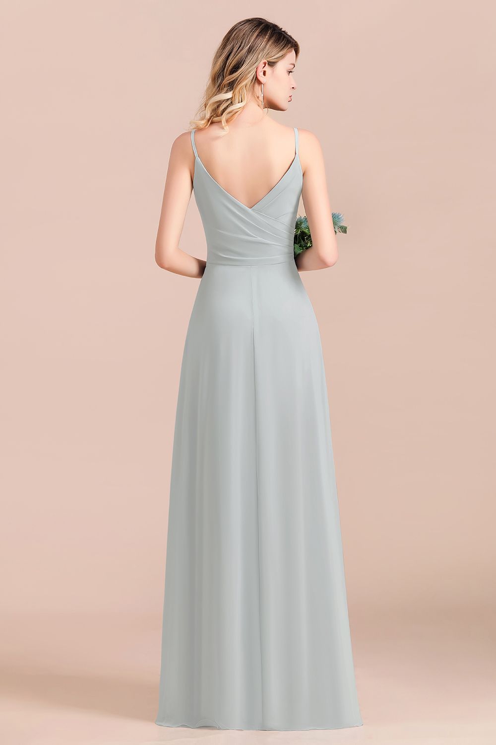 Mist Spaghetti-Straples Long Chiffon Bridesmaid dresses