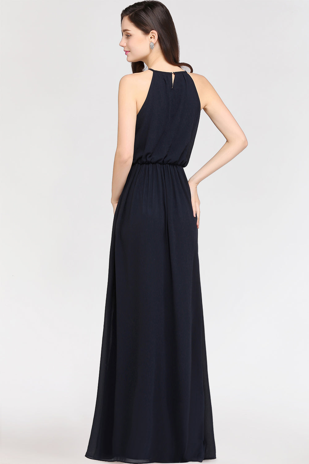 Modest High-Neck Halter Chiffon Junior Bridesmaid Dresses Affordable