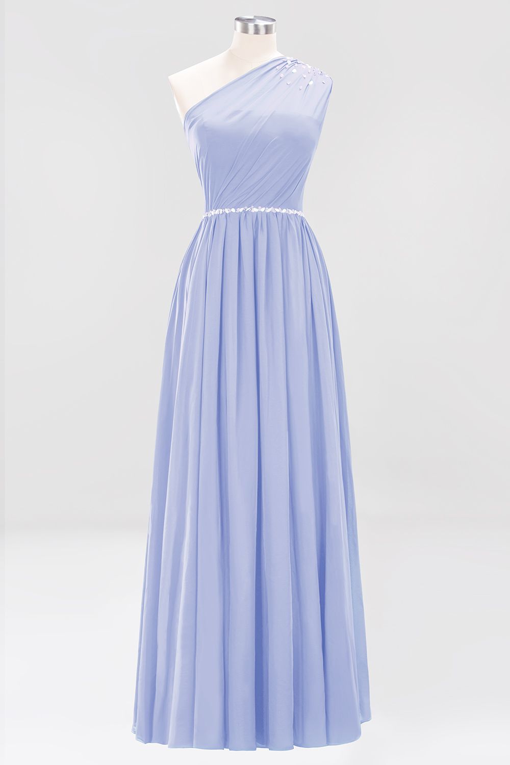 Modest One-shoulder Royal Blue Affordable Bridesmaid Dresses with Beadings