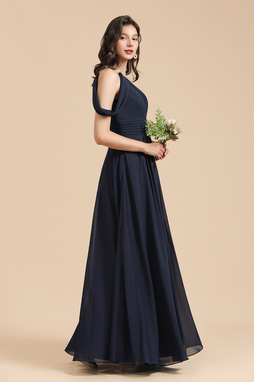 New Arrival Black One Shoulder A-line Long Bridesmaid Dresses