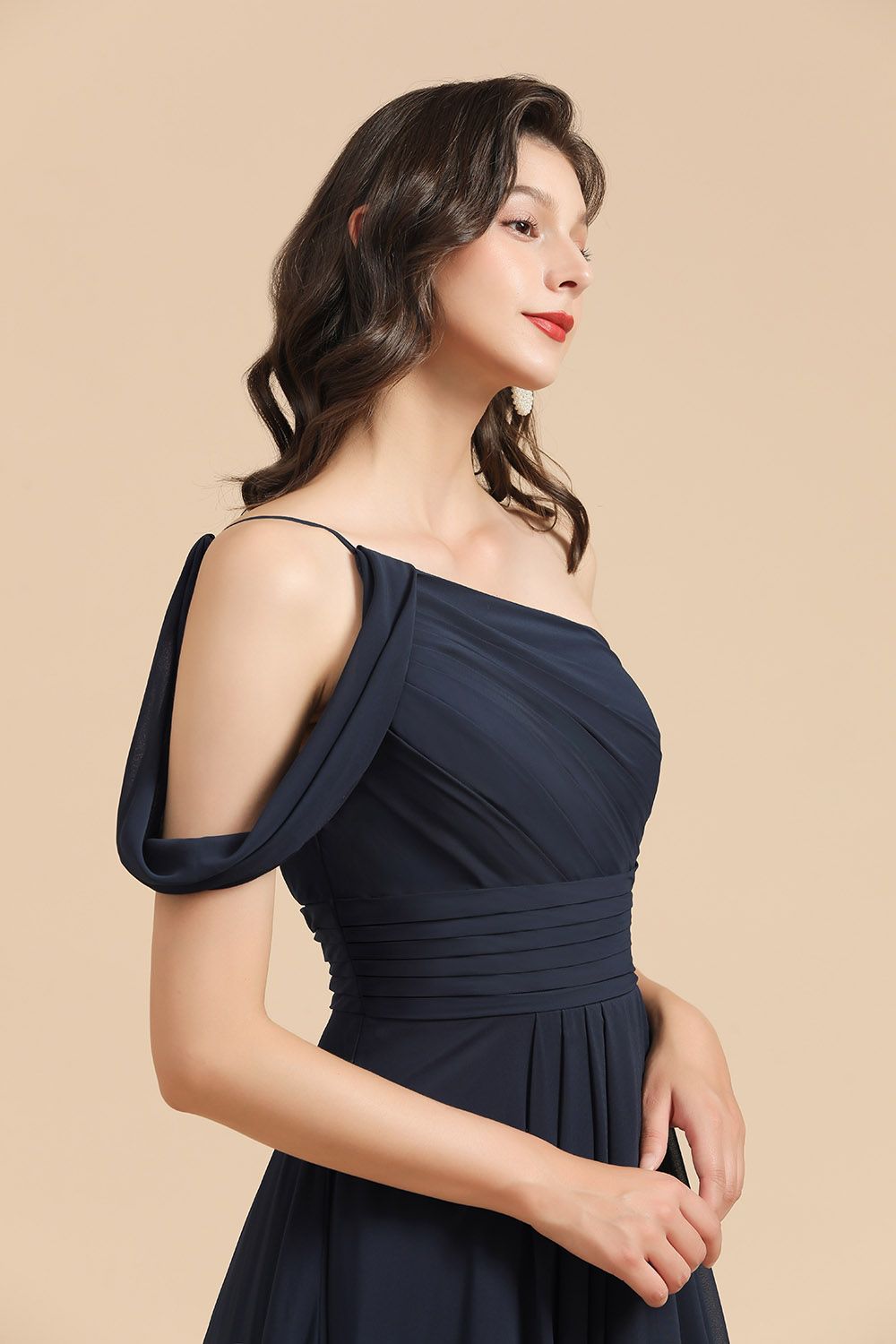 New Arrival Black One Shoulder A-line Long Bridesmaid Dresses