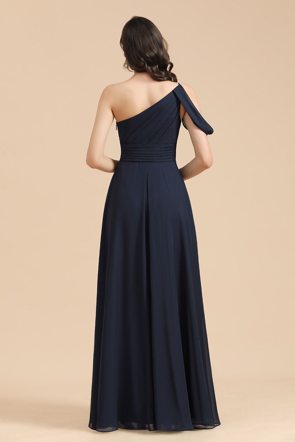 New Arrival Black One Shoulder A-line Long Bridesmaid Dresses