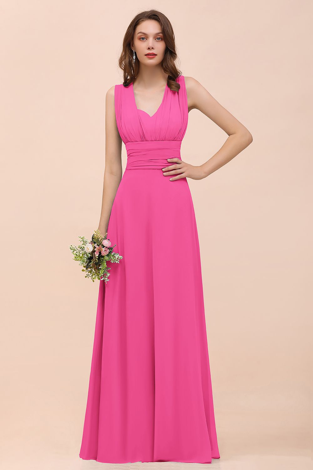 New Arrival Dusty Blue Ruched Long Convertible Bridesmaid dresses - Fashionpara