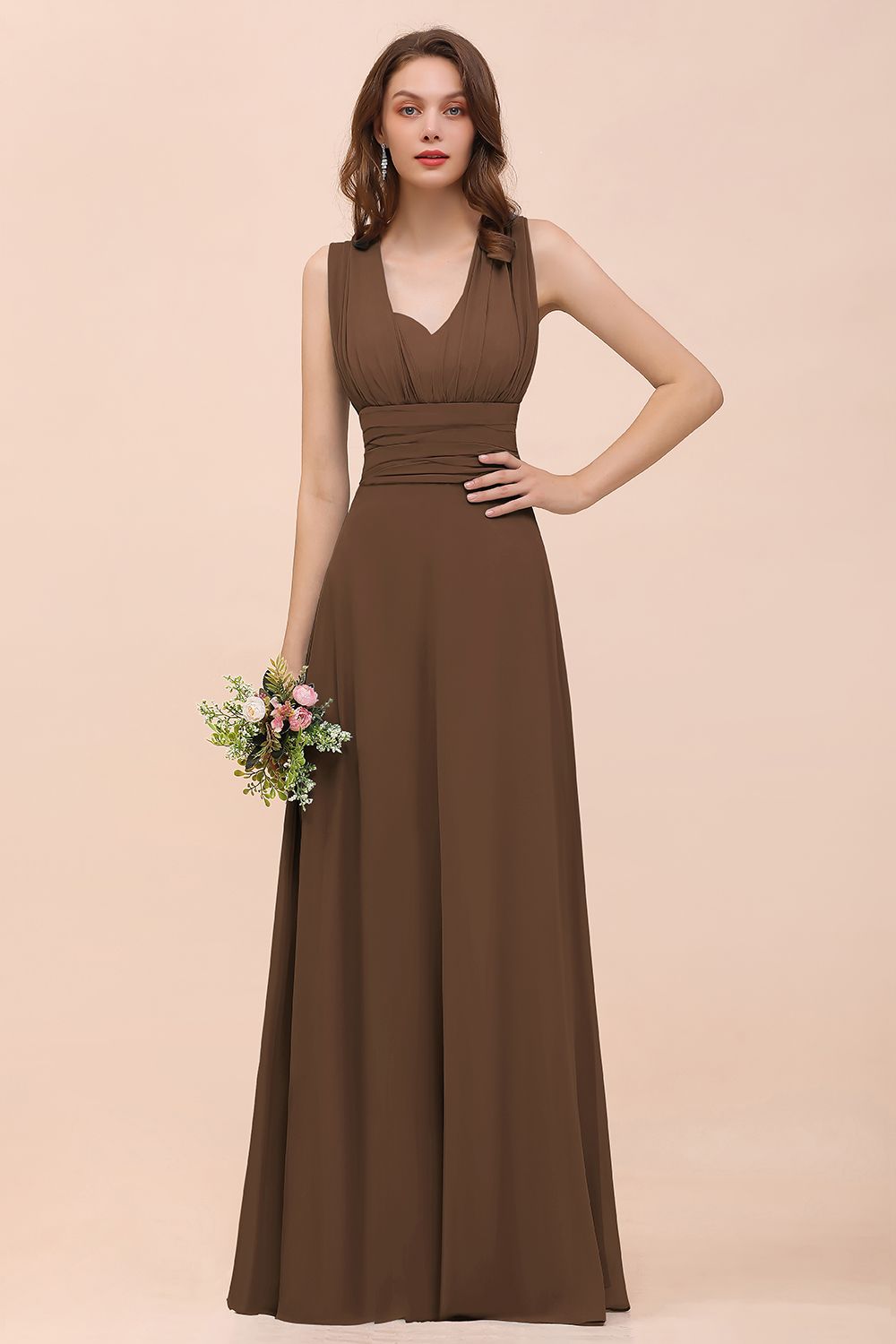 New Arrival Dusty Blue Ruched Long Convertible Bridesmaid dresses - Fashionpara