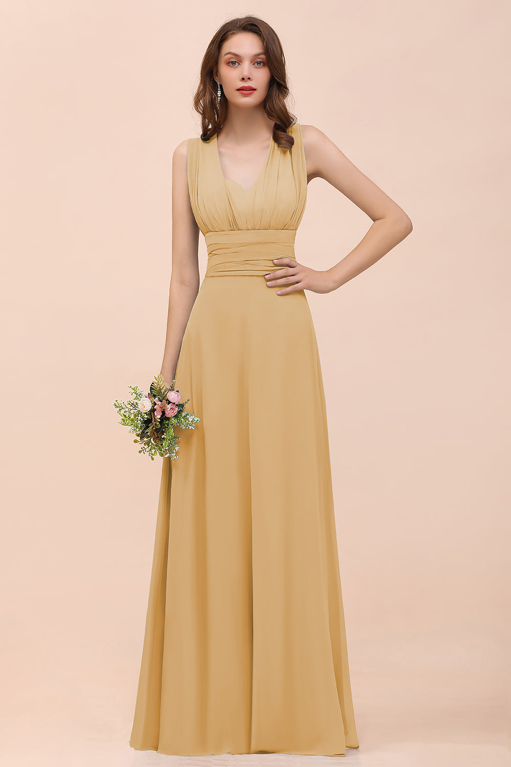 New Arrival Dusty Blue Ruched Long Convertible Bridesmaid dresses