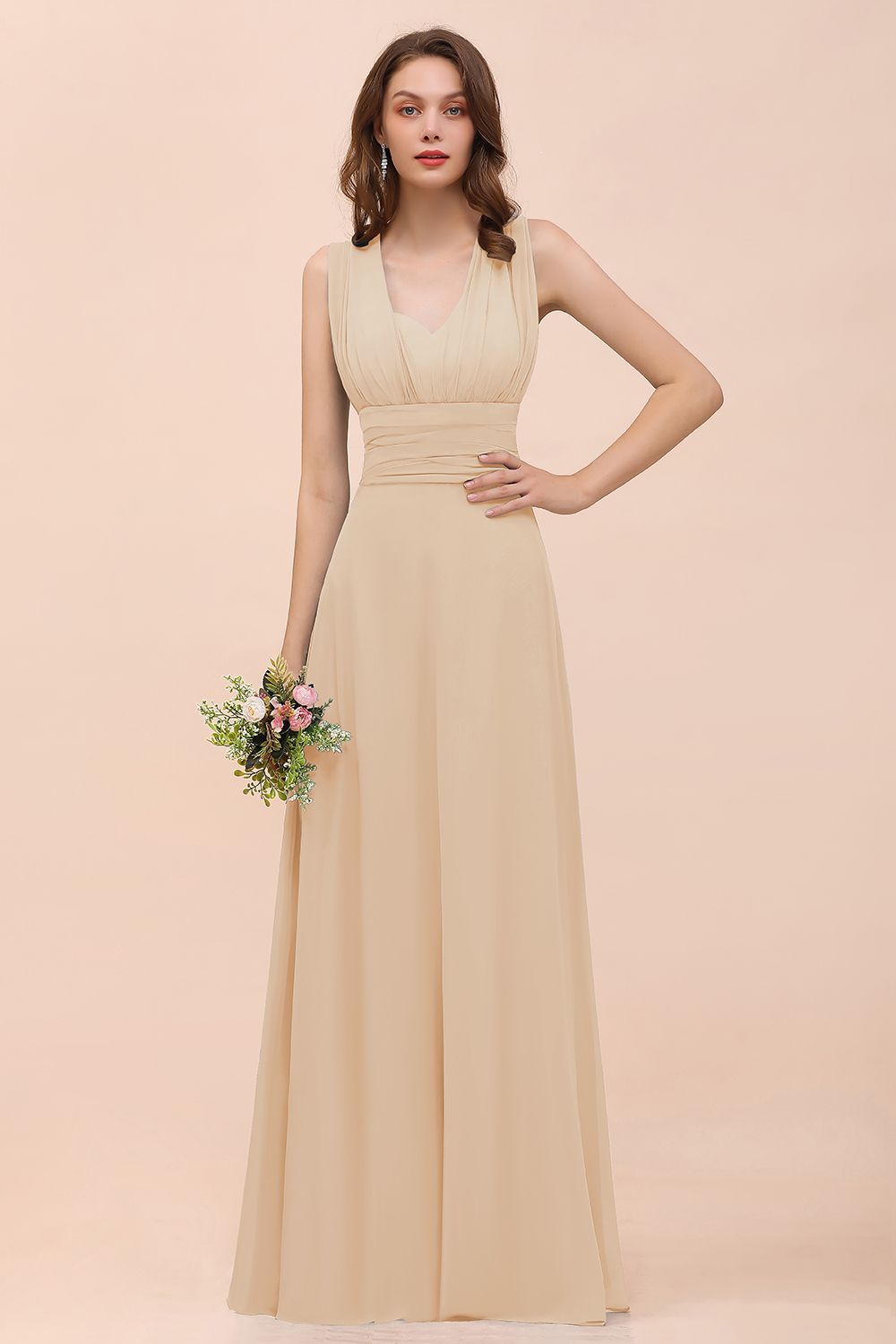 New Arrival Dusty Blue Ruched Long Convertible Bridesmaid dresses - Fashionpara