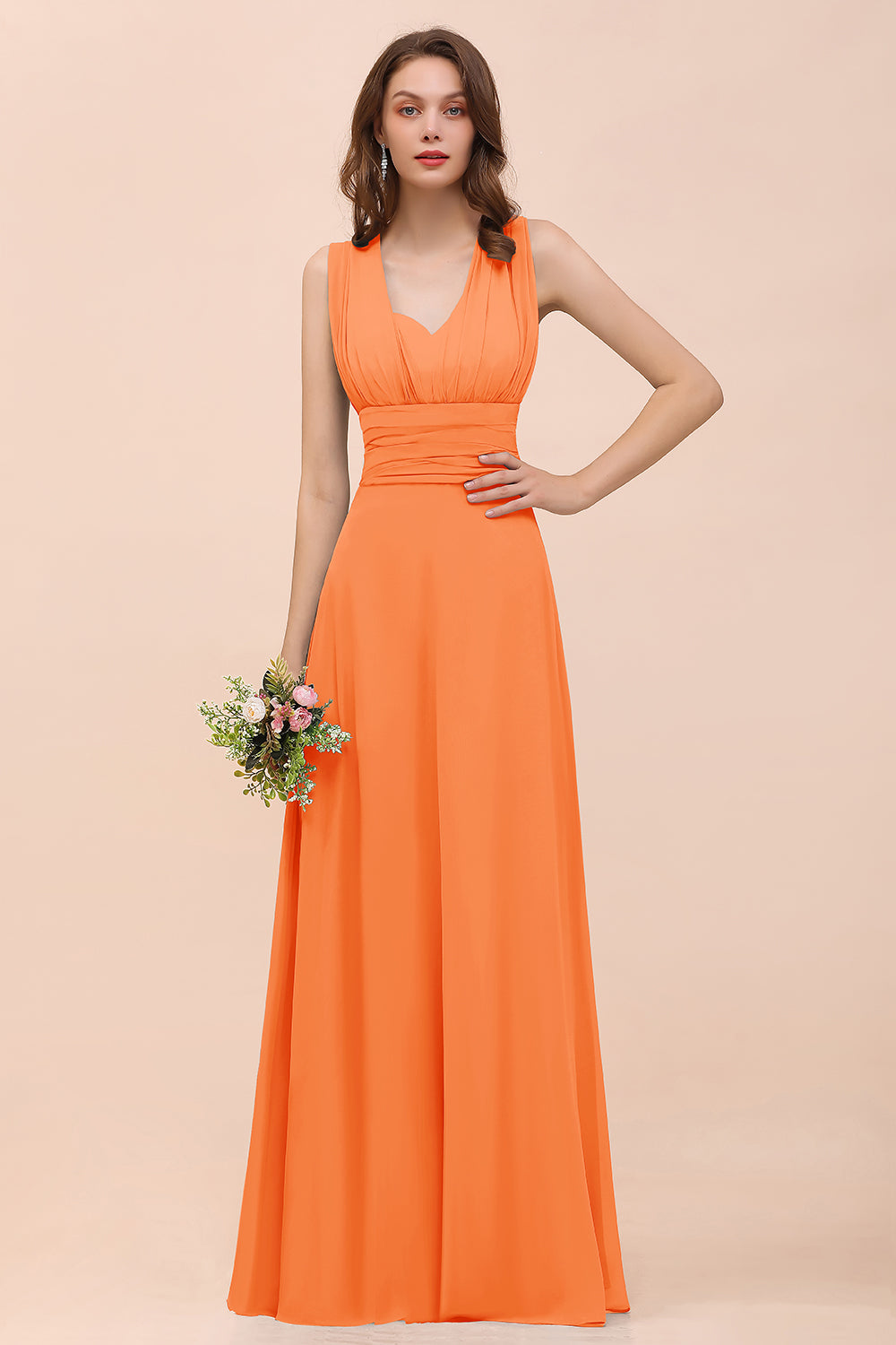 New Arrival Dusty Blue Ruched Long Convertible Bridesmaid dresses - Fashionpara